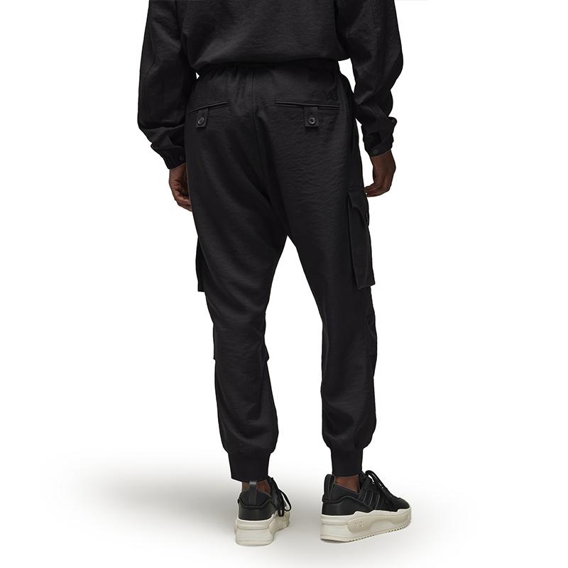 Y-3 Solid Color Back Logo Letter Print Zipper Closure Mid-Rise Cargo Pants Men pants Black IN8751