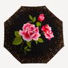 1pc Pink Roses, Glitter Background, Floral Design Umbrella with Plastic Handle,Compact & Stylish,Suitable for All Seasons YS331032