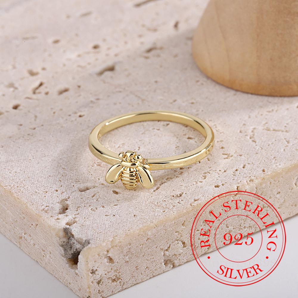 

Real Money 925 Sterling Silver Personality Gold Color Cute Bee Finger Rings for Women Money 925 Wedding Party Jewelry Gift 6