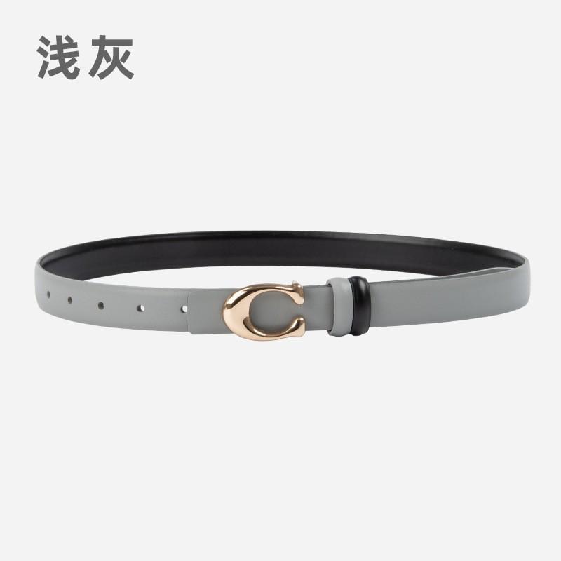 Womens Genuine Leather Belt With C-Shaped Buckle Adjustable Waistband Jeans Casual Fashion Accessory In Multiple Colors