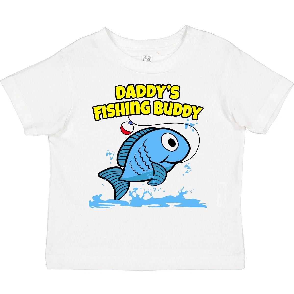 Inktastic Daddy s Fishing Buddy (blue) Toddler kids boys T-Shirt Fathers Day Dad Fish Kid 100