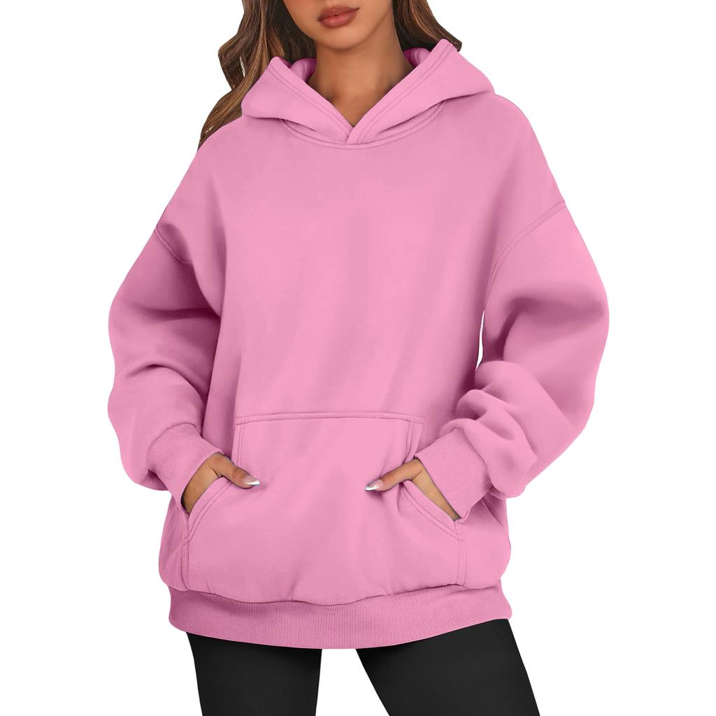 Women's Oversized Long Sleeve Crewneck Sweatshirt Casual Loose-Fitting Drawstring