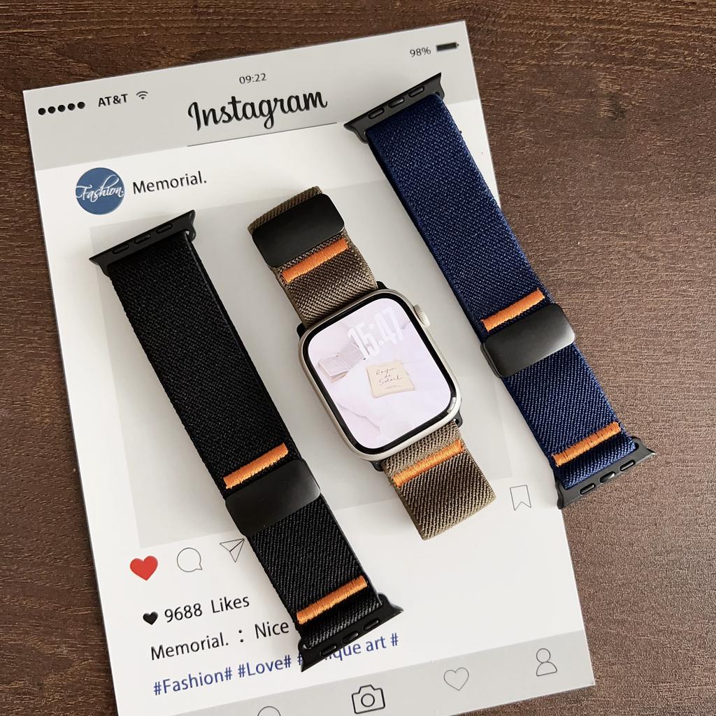 New Magnetic elastic force nylon For Apple Watch band S10/9/8/7/6/5/4/ 38mm 40mm 41mm 42mm 44mm 45mm 46mm 49mm Strap