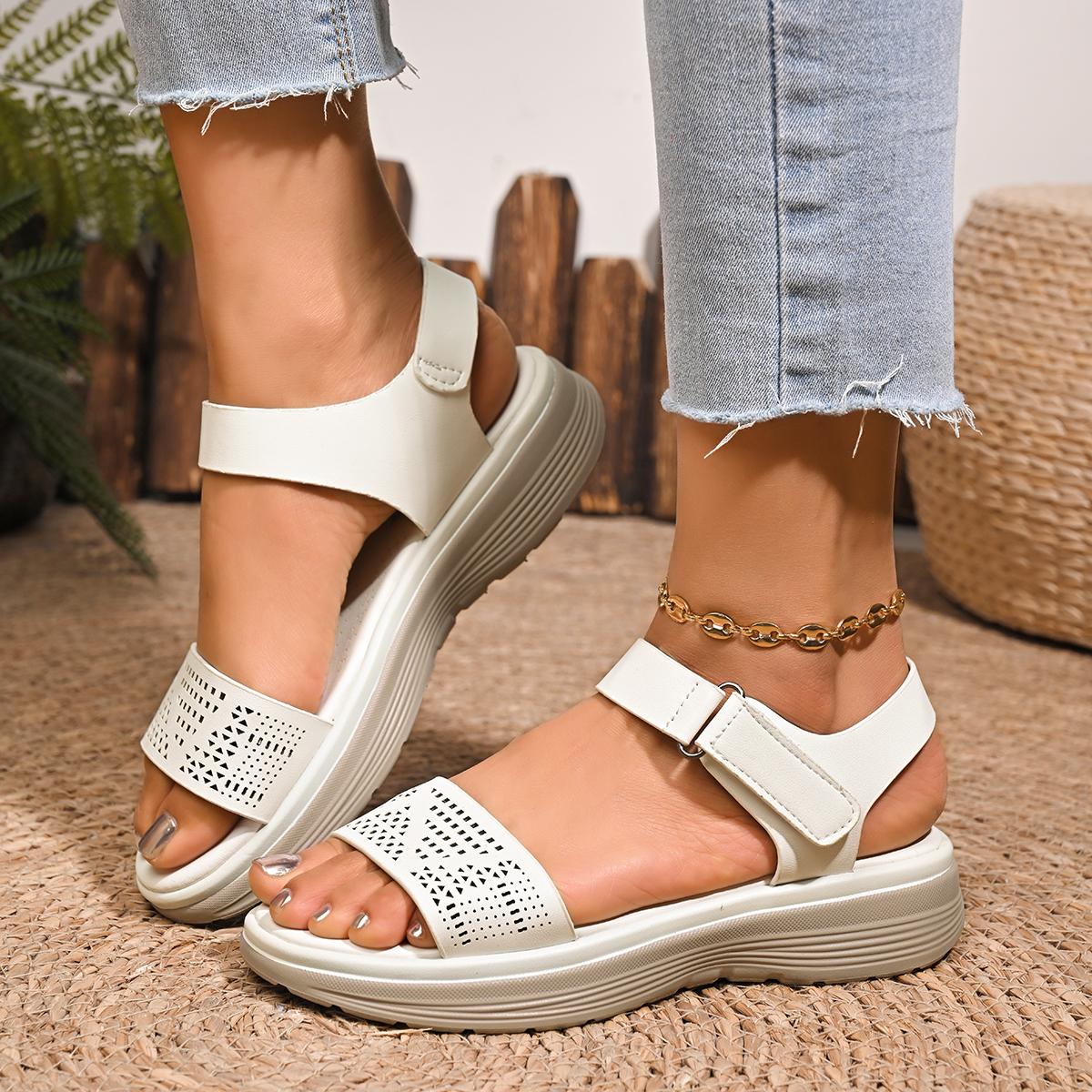 New Women Sandals Summer Fashion Casual Fish Mouth Sports Sandals Women Plus Size Flying Woven Flat Shoes Women Zapatos De Mujer 36 белый 3890₽