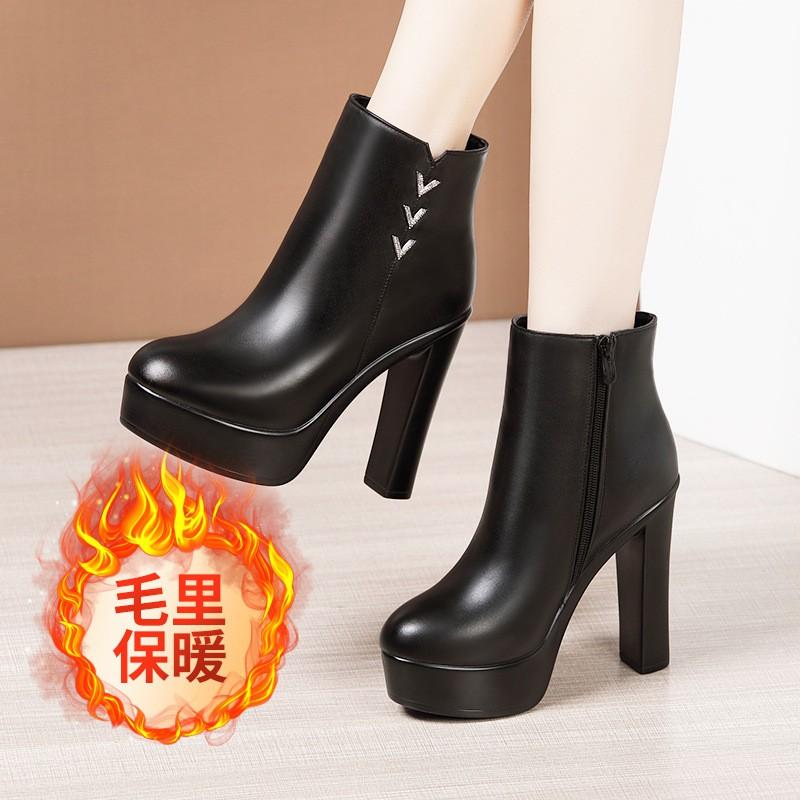 Womens High Heel Chunky Ankle Boots Winter Platform Dress Shoes Cheongsam Show