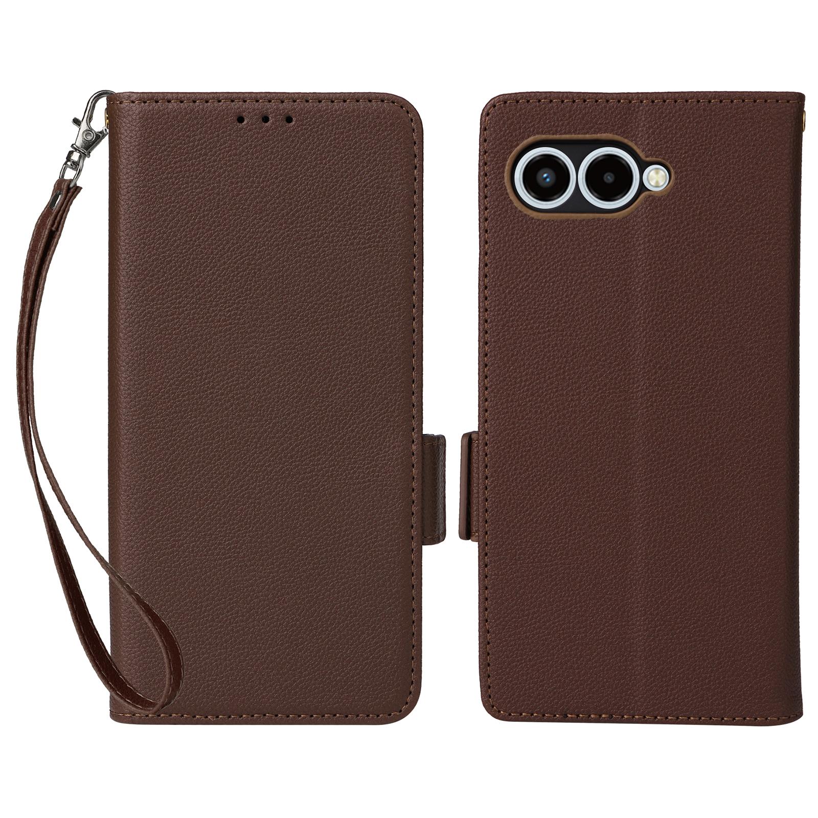 

For T-Mobile REVVL 8/T Phone 3 Case Litchi Texture Wallet Leather Phone Cover with Wrist Strap