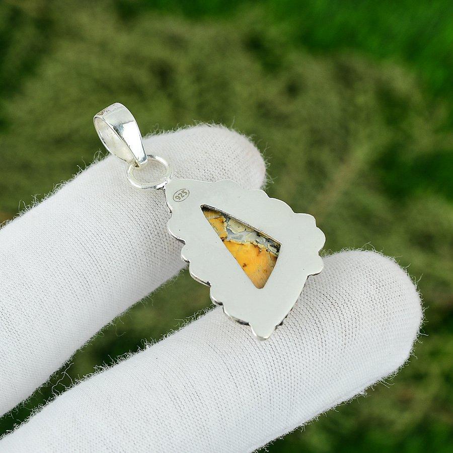 Natural Malinga Jasper Gemstone Pendant 925 Sterling Silver Jewelry For Girls