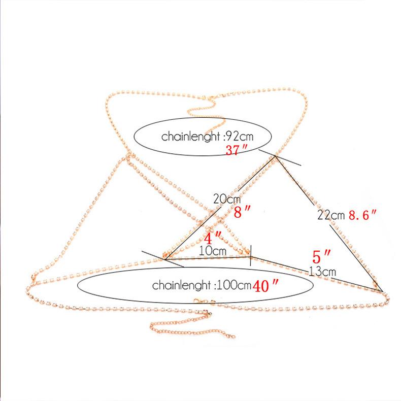 Sexy Breast Chain, Cross Rhinestone Sexy Bohemian Beach Necklace Cross Body Chain