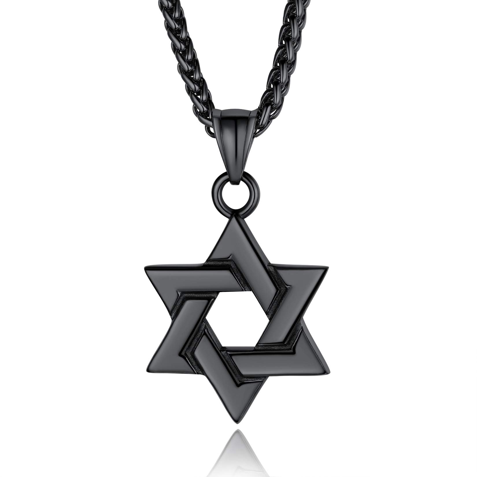 

Популярный кулон Hexagram Star of David из нержавеющей стали, черный аксессуар [ChainsPro] для мужчин