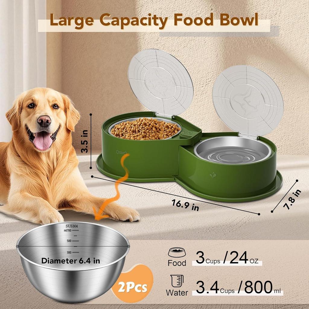 Large Capacity 304 Stainless Steel Bowls,Anti-Skid Food Water Set for Dogs Cats