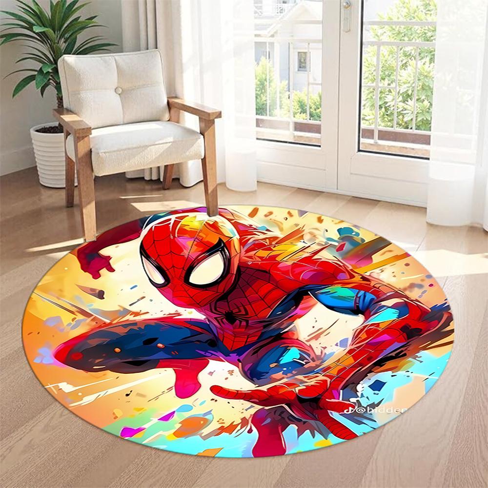 Spider-man Round Floor Mat Design for Dining Room Entryway Decorate room Hallway Antislip Round Carpet Decorate Offices