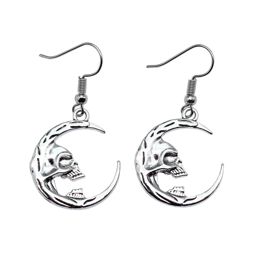 Halloween Charm Dangle Earrings Gothic Crescent Drop Earrings Dark Witchy Occult Jewelry