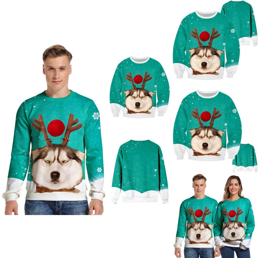 Womens Ugly Mens Christmas Sweater Funny Dog Xmas Sweatshirt Pullover Tops