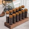 Elegant Wood Glass Coffee Bean Rack Stylish 12 Unit Coffee Bean Presentation Rack with Long and Short Glass Tube
