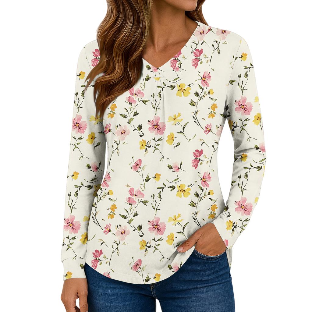 Women Long Sleeve Tops Dressy Casual V Neck Tshirts Basics Tee Vacation Fall Fashion Clothes