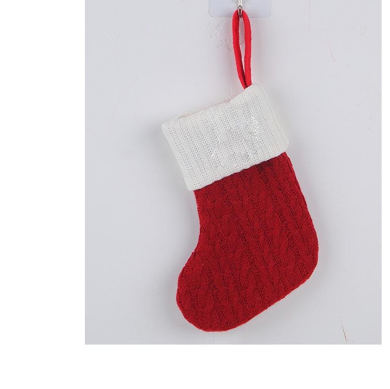 American Style Knitted Wool Socks & Embroidered Christmas Stocking Gift Bag for Children