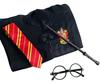 Sutekus Harry Potter Robe + Brille + Krawatte + Zauberstab 4-teiliges Vollkostümset, Unisex, Akademie-Stil (Griffindor (rot), Größe M (164-169cm))