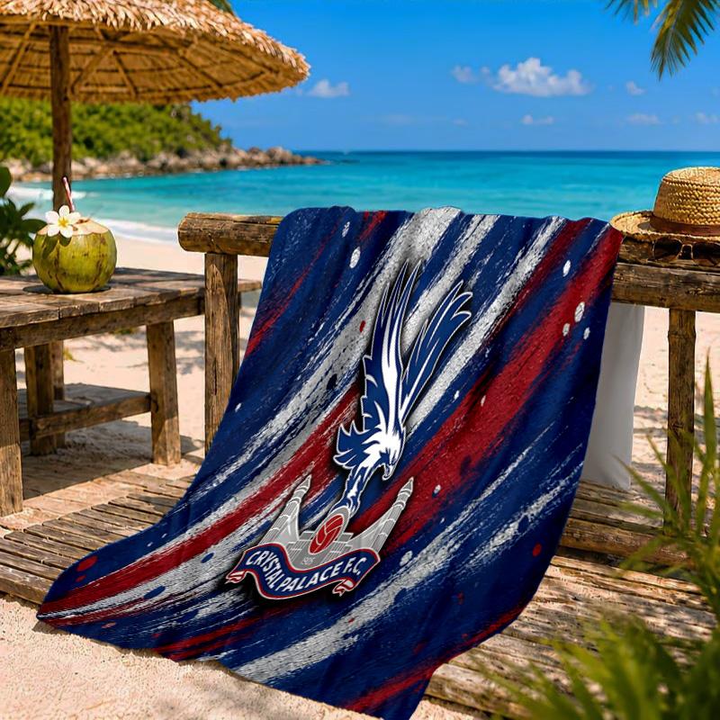 Crystal Palace Crest Design Beach Towel Microfiber Beach Towel, Lightweight and Quick-Dry, for Summer Travel, Swimming Pool Fan Birthday Gift