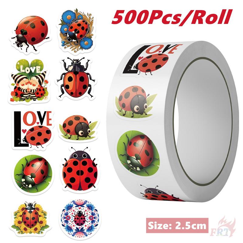 500Pcs/Roll Q Ladybugs Kids Rewards Stickers - DIY Scrapbooks Album Decor Sealing Label Decals