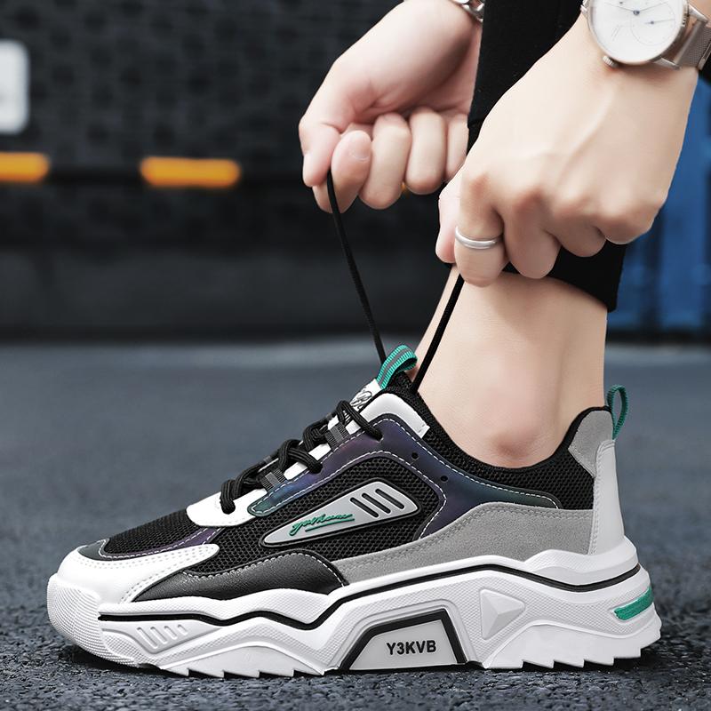 Men's breathable thick soled casual sports shoes summer soft sole student flat walking shoes outdoor running shoes male sneakers