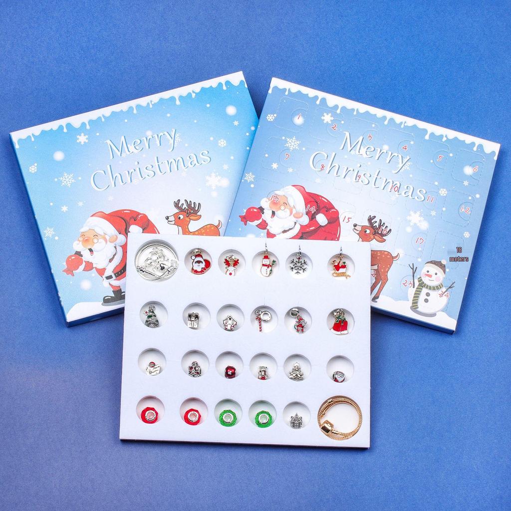 Envelope Calendário do Advento de Natal de 24 Compartimentos: Pulseira DIY e Cartão de Felicitações de Bênção Presente para Crianças