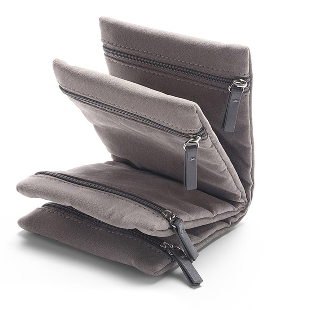 Foldable Travel Jewelry Storage Bag Multiple Compartments Clutch Bag Earrings Container  Travel