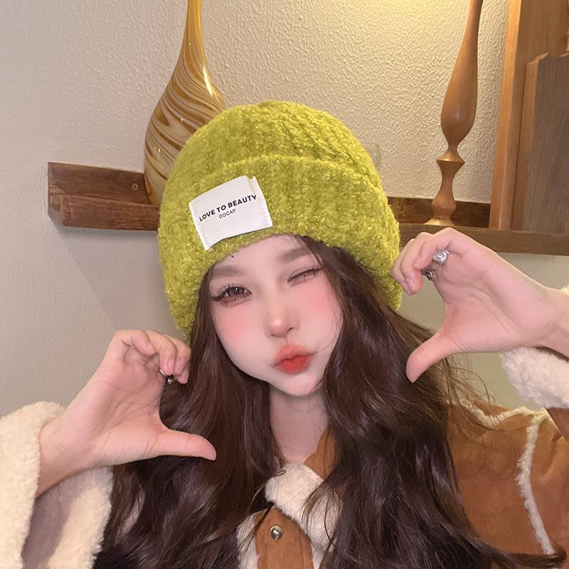 New Warm Hat for Women In Autumn and Winter Thick Knitted Wool Hat for Women Versatile Big Head Circumference Ins Trendy Face Small Knitted Hat