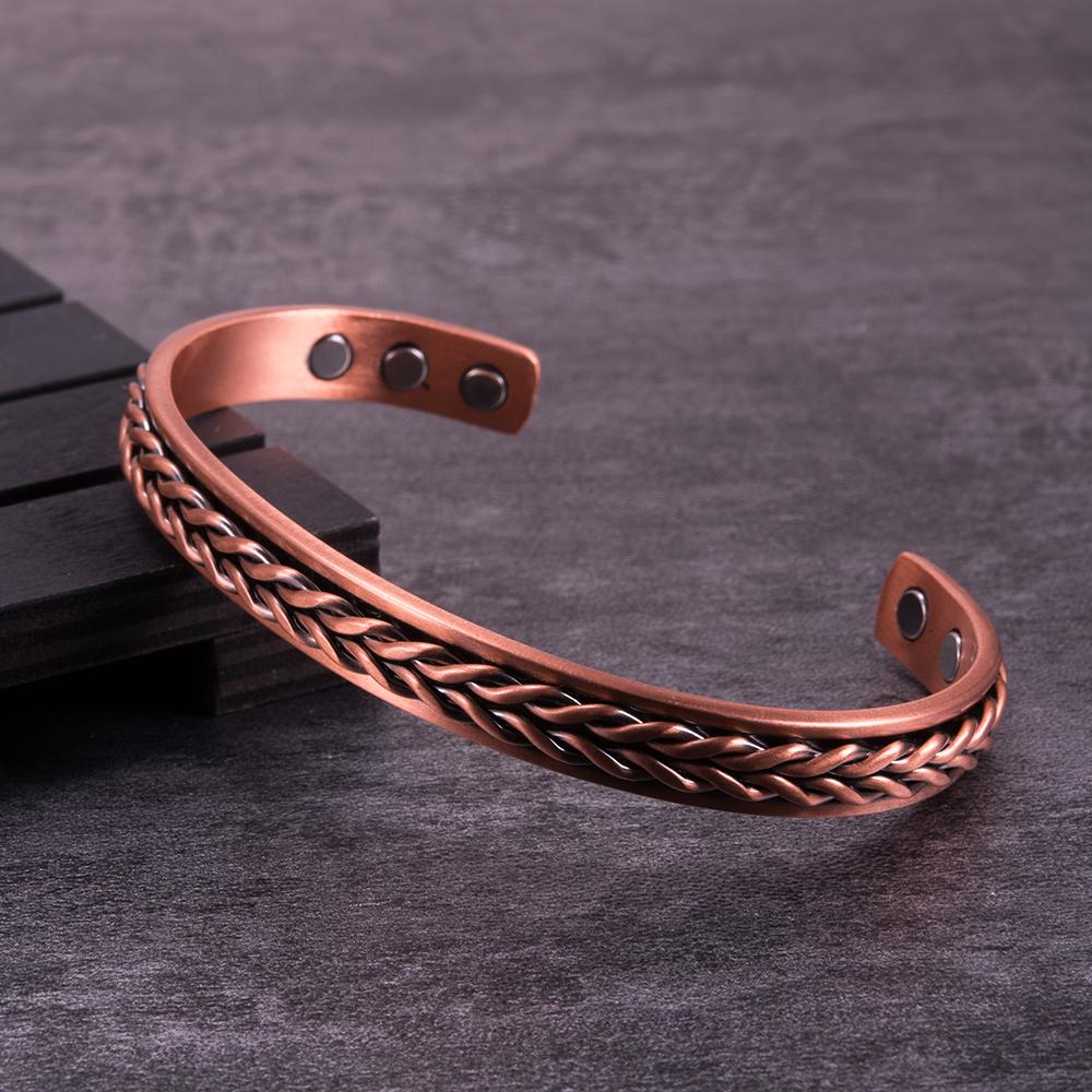 Twisted Pure Copper Magnetic Bracelet Benefits Adjustable Cuff Bangles for Men Women Anthritis Pain Relief Health Energy Jewelry