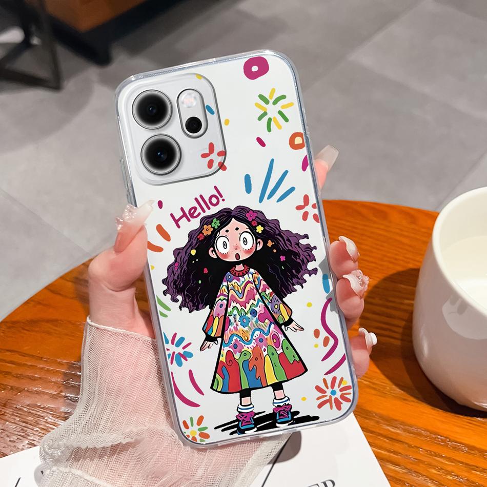 For Oppo Reno 14F 5G Phone Case Leisure Style Patterns Soft Silicone TPU Transparent Lightweight Cover For Oppo Reno14 F Capa
