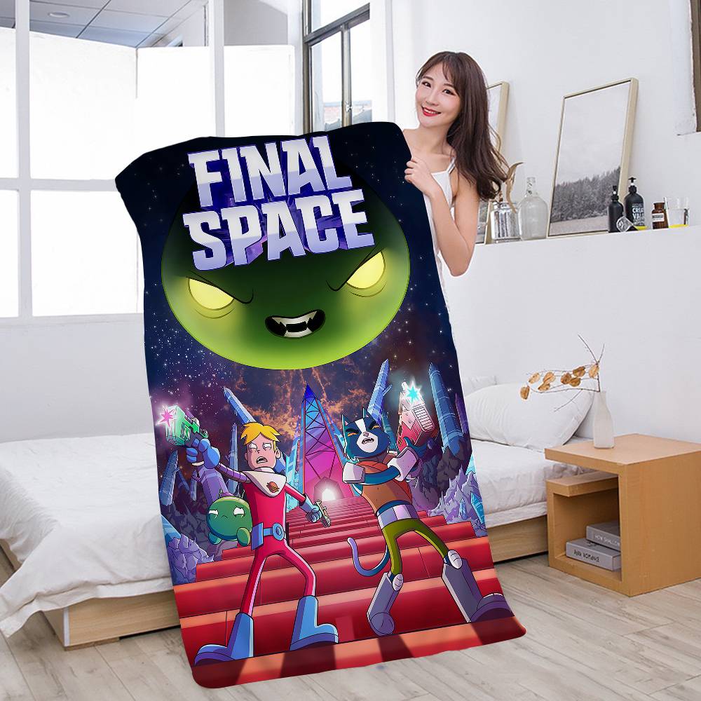 

F-Final Space Cartoon Big Microfiber Beach Towels Quick Dry Towel Sand Beach Towels Pool Towel for Travel Swim Pool Yoga W30*H60(CM)