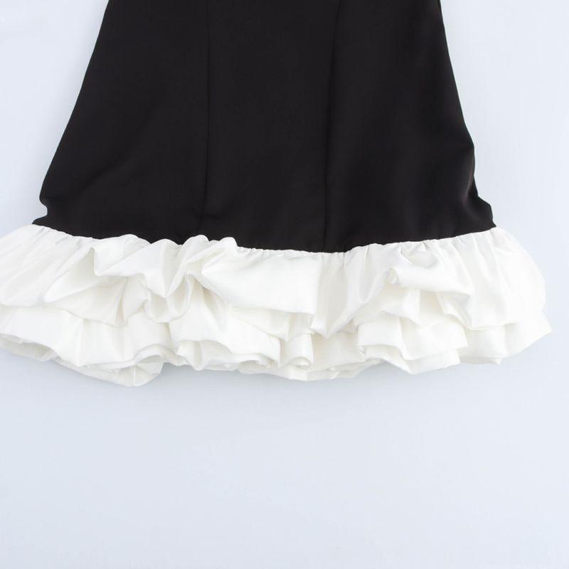 Jnleaog Spring New Arrival Women's Clothing Fashion Style French Fashion Design Black and White Contrast Color Sexy Strapless Dress