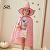 Breathable Holiday Performance Cape Kids Wizard Cloak with Hat for Boys Girls, Halloween Witch Star Pattern Costume Prop Party Cosplay Outfit,