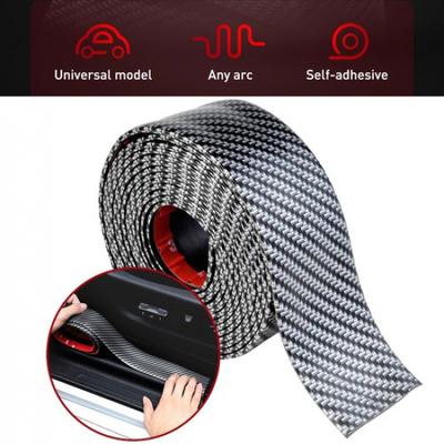Car Accessories Fiber Carbon Door Sill Scuff Plate Cover Sticker Scratch Anti 2M