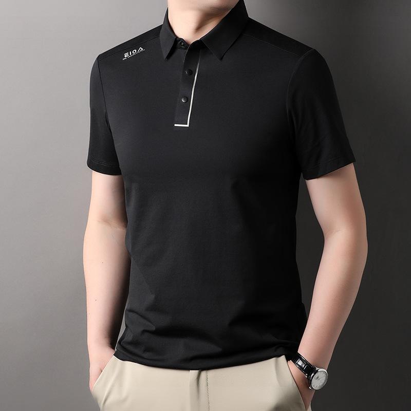 

Летняя новая футболка с коротким рукавом, мужская модная однотонная рубашка поло с принтом и лацканами, свободная повседневная мужская одежда XL