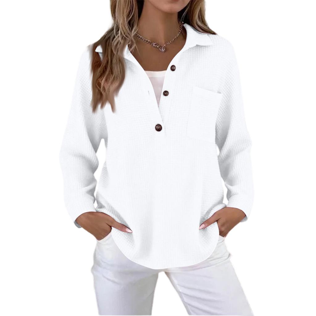 Women's Casual Loose Fashion Solid Color Ribbed Long-Sleeved Pullover Top
