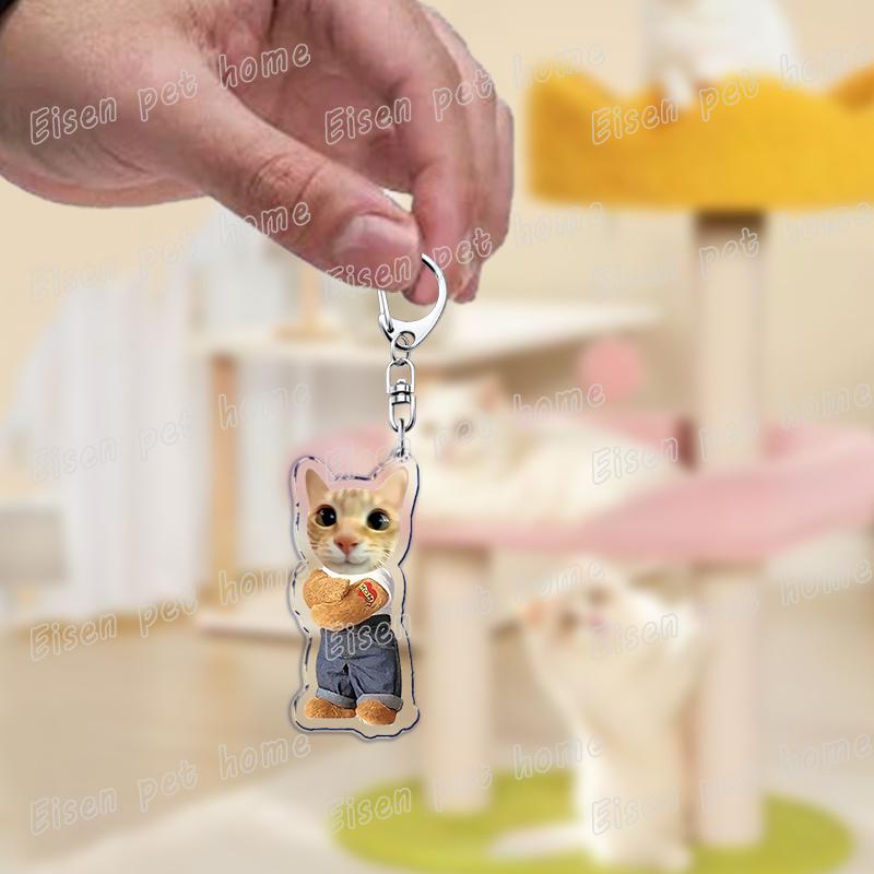 

Funny Cute Cat Keychains for Accessories Bag Gamer Animal Kiwi Donut Cat Meme KeyChain Ring Jewelry Fans Gifts Keyrings