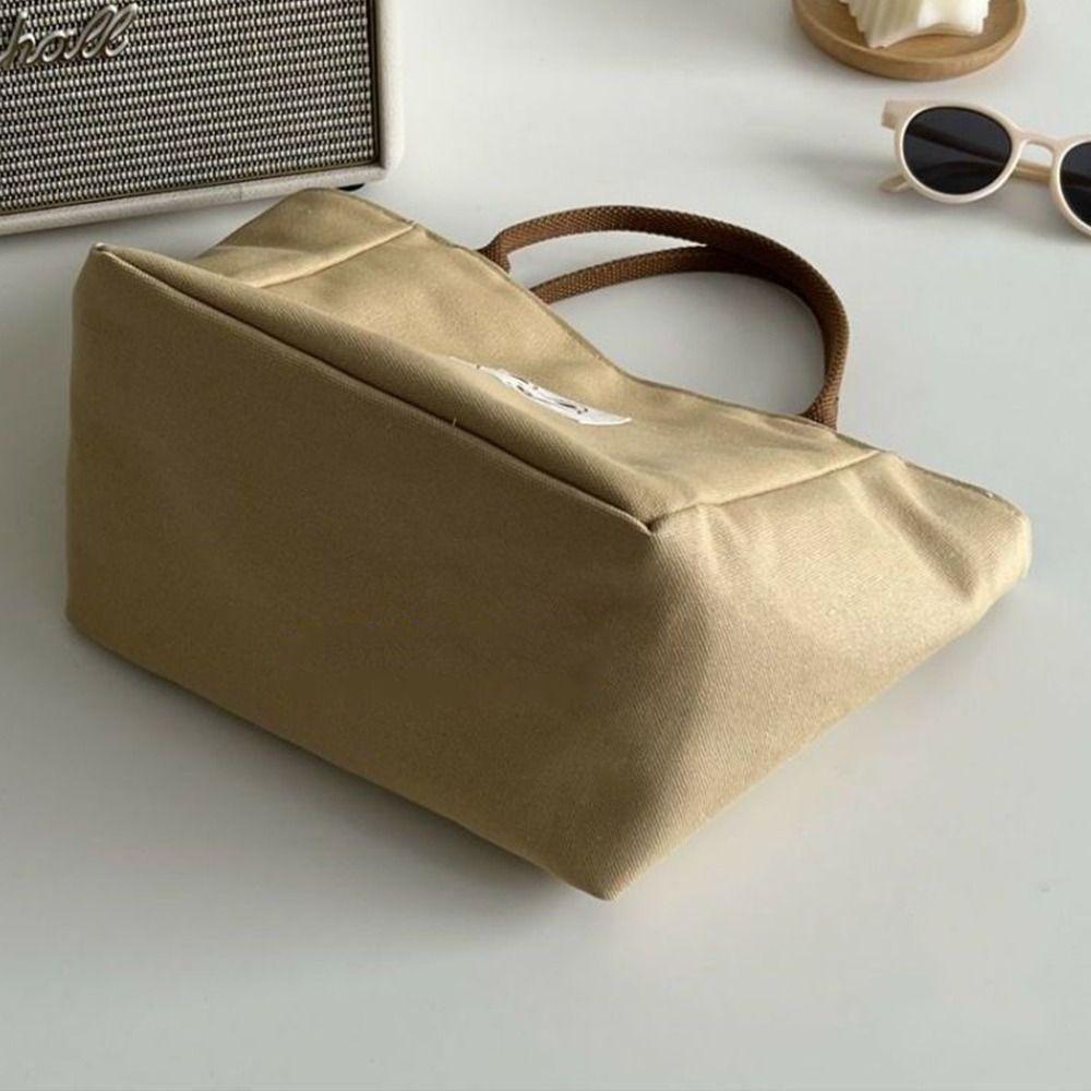 Bucket Bag Bear Print Bag Korean Style Canvas Bag Women Handbag Spring Day Picnic Bag Lunch Bag