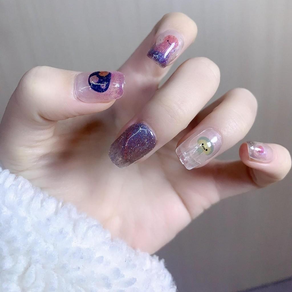 Handmade Nail Pure Color Jewelry Aurora Exotic Jellyfish Cute Cartoon Style