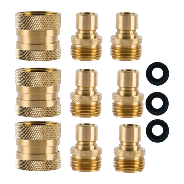 

Garden Hose Quick Connectors Brass Connectors 3/4 inch GHT Water Hose Connector 1