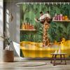1 Stück Giraffe in der Badewanne Duschvorhang mit Enten - Verspielte Giraffe mit Handtuch & Modischer Brille, Rustikales Dschungel-Badezimmer Dekor