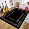 Black Gold Geometric Prayer Area Rug Non-slip Floor Mat Islamic Muslim Pattern Carpet Home Decoration for Bedroom Living Room