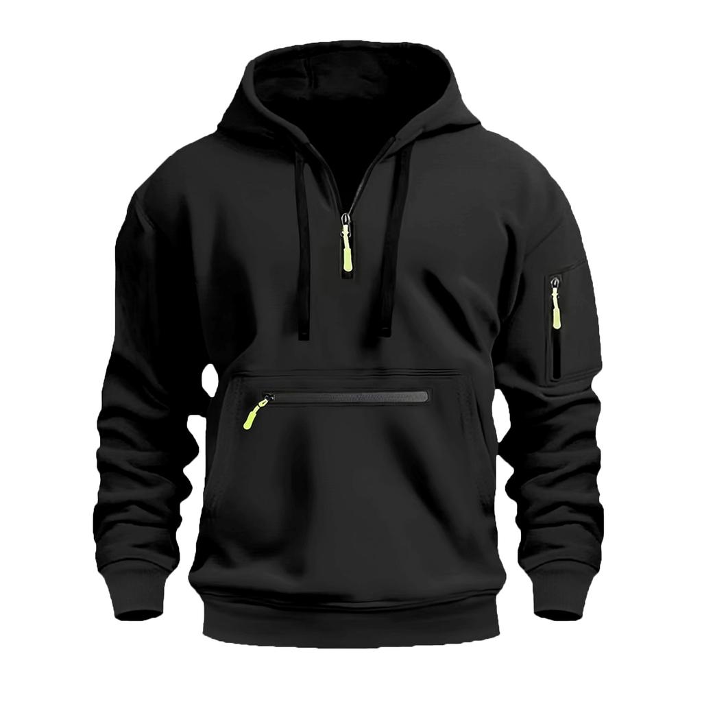 Große Größe Herbst und Winter Lässiger Sport Multi-Reißverschluss Armtasche Herren Sweatshirt Pullover Hoodie