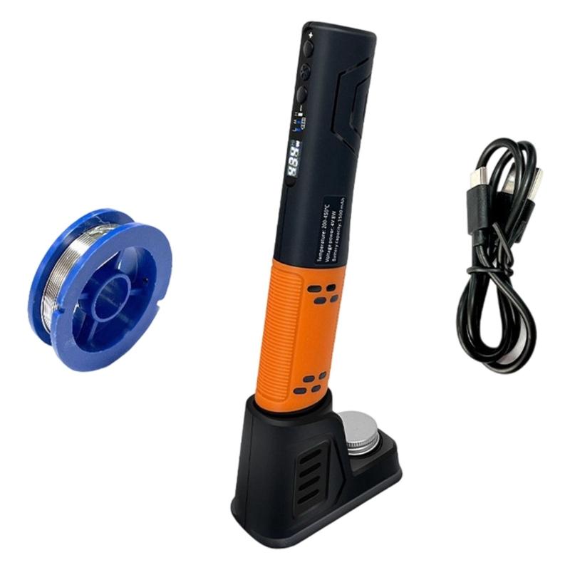 Wireless Soldering Iron Vertical Stand Built In 1500mAh Battery Rapid Heating Techs USB C Rechargeable Tool