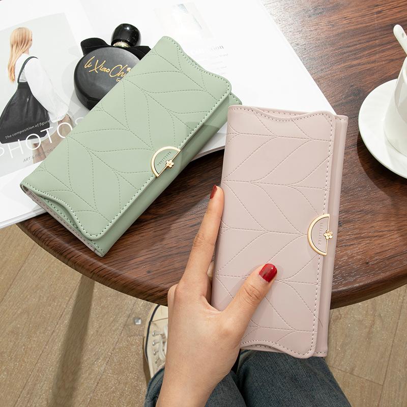 Long wallet for women, niche design, triple fold, small and fresh coin purse, women's handbag