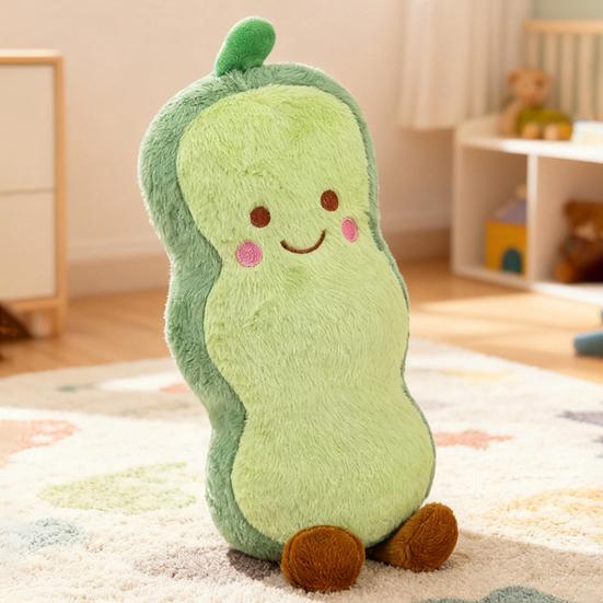 Smiling Pea Body Pillow Soft Plush Cushion for Adults Kids Funny Vegetable Hugging Pillow for Home Relaxation And Sleep