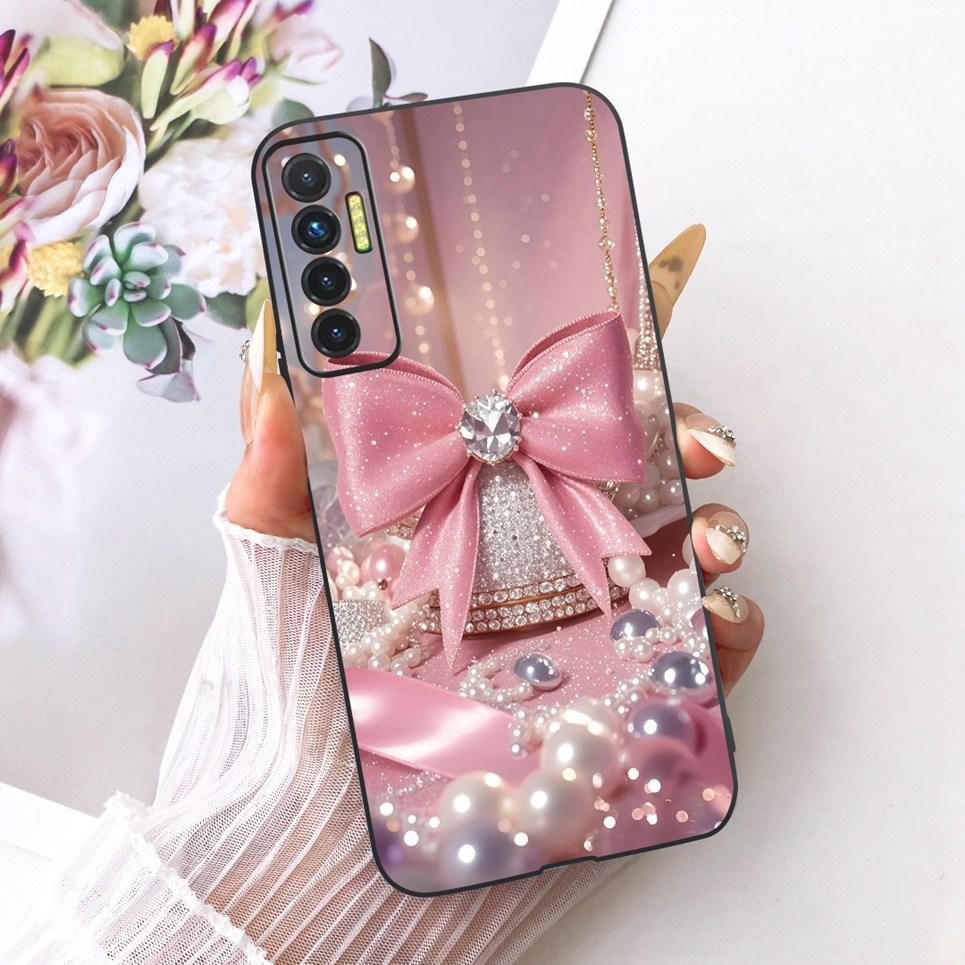 Luxury Flower Butterfly Bow Pattern Casing For Tecno Camon 17P 17 Pro Back Cover Clear Soft Silicone Phone Case For Camon17