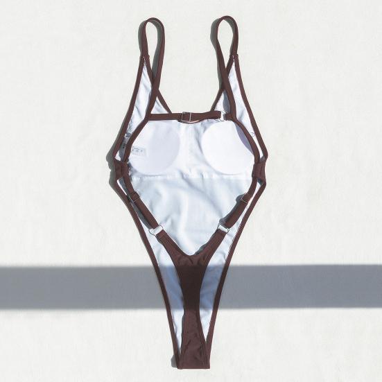 Women Sexy Monokini V-Neck Sleeveless Swimsuit Backless Design Figure-Enhancing Fit One-piece Bikini