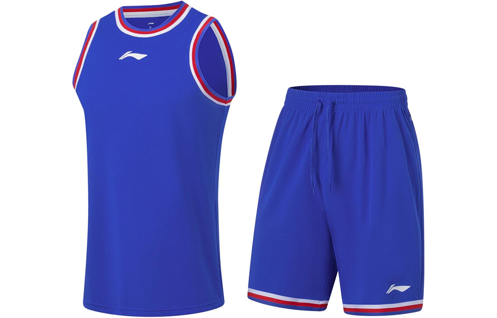 Li Ning Professional Basketball Collection Basketball Suit Men s Crystal Blue AATT001-11 M