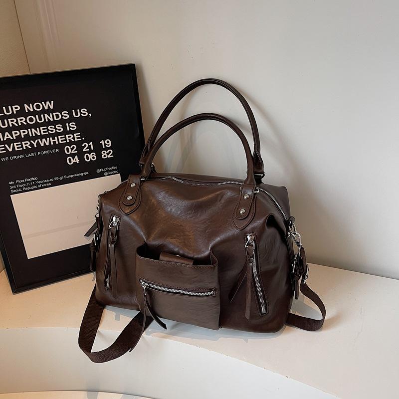 Vintage Large Capacity Bag Commuter Crossbody Bag Women's Shoulder Hand Tote Bag Short Distance Luggage Bag