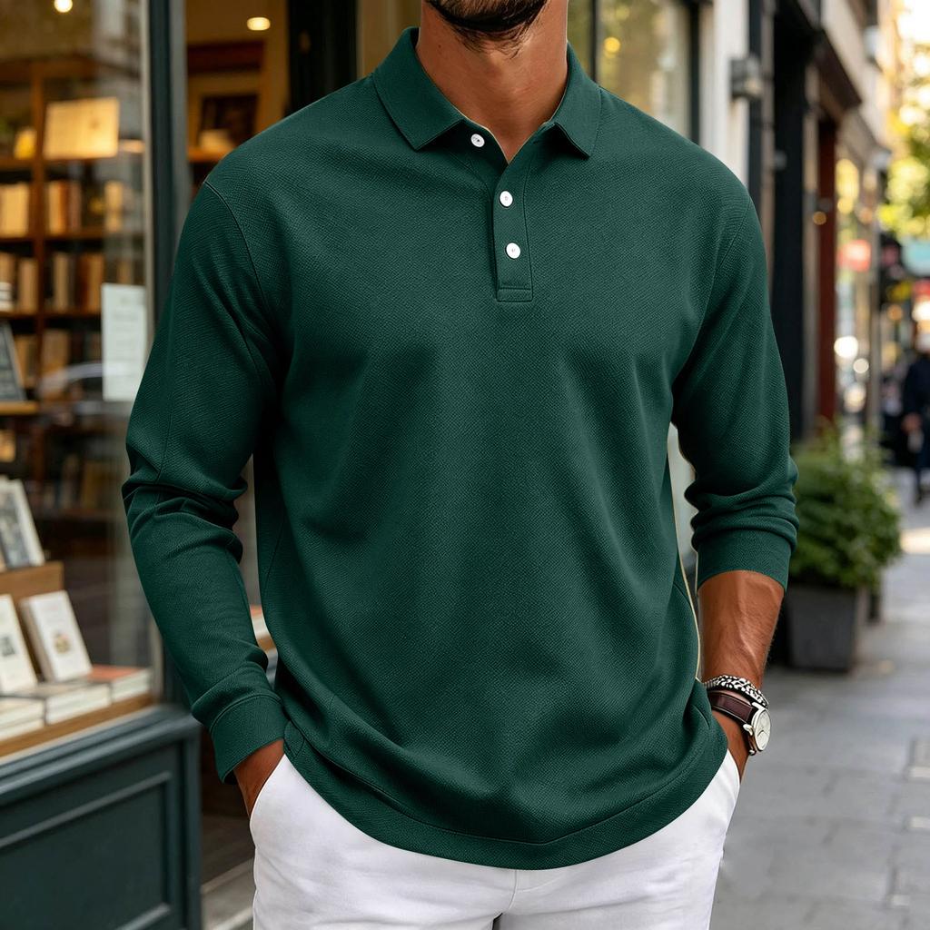 Herren Langarmhemd Button-Down-Kragen Farbe Entspannte Passform Lässig